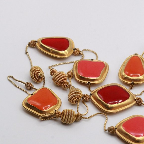 ANNE KLEIN COUTURE POURED GLASS MULTI COLOR NECKLACE - Picture 3 of 10